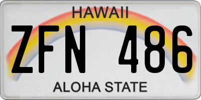 HI license plate ZFN486