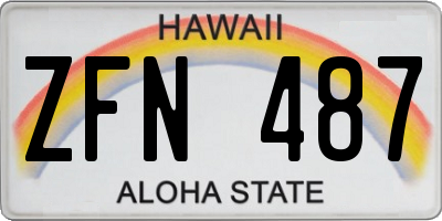 HI license plate ZFN487