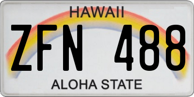 HI license plate ZFN488