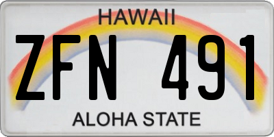 HI license plate ZFN491
