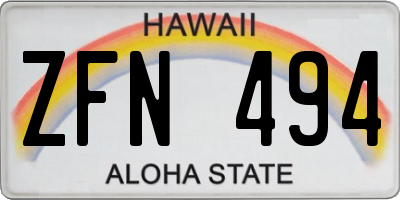 HI license plate ZFN494
