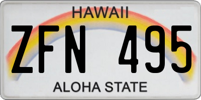 HI license plate ZFN495