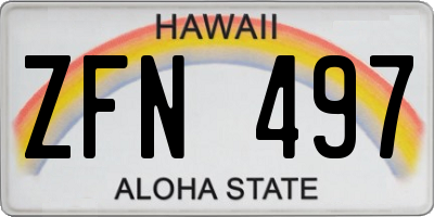 HI license plate ZFN497