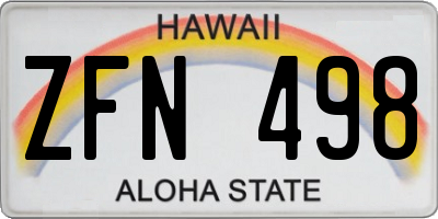 HI license plate ZFN498