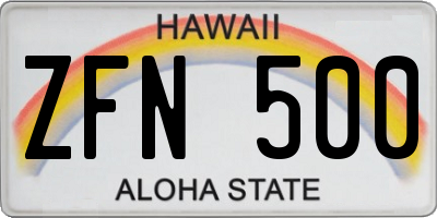HI license plate ZFN500