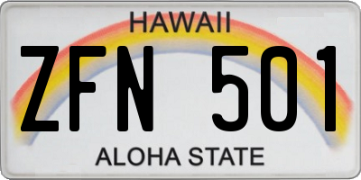HI license plate ZFN501