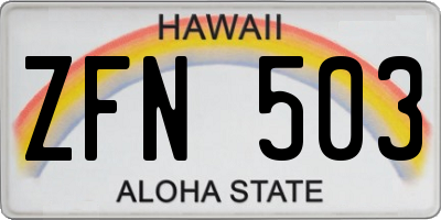 HI license plate ZFN503