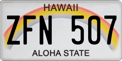 HI license plate ZFN507