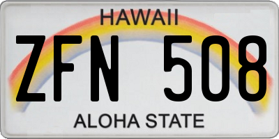 HI license plate ZFN508