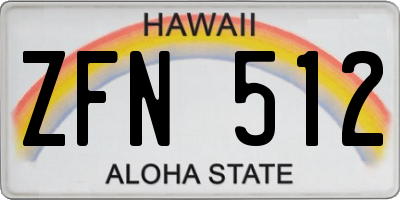 HI license plate ZFN512