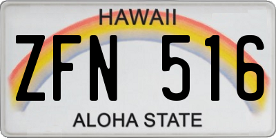 HI license plate ZFN516