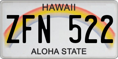 HI license plate ZFN522