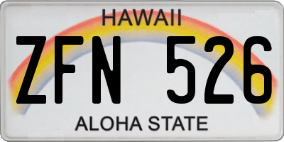 HI license plate ZFN526