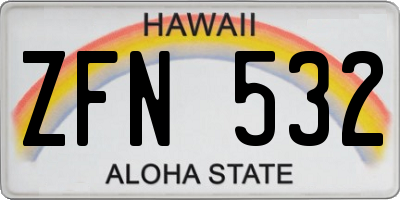 HI license plate ZFN532