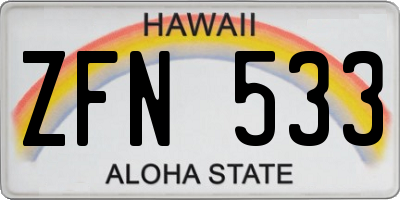 HI license plate ZFN533