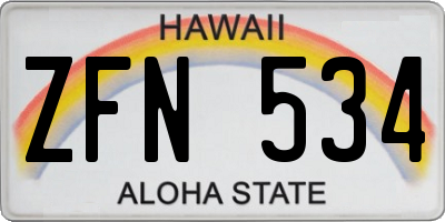 HI license plate ZFN534