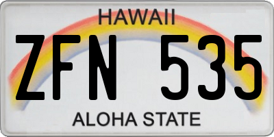 HI license plate ZFN535
