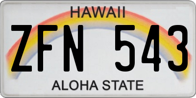 HI license plate ZFN543