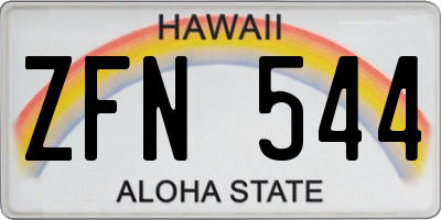 HI license plate ZFN544