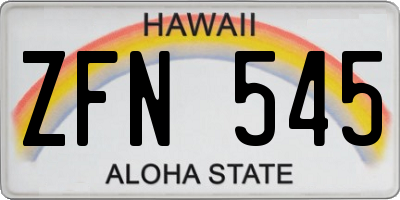 HI license plate ZFN545