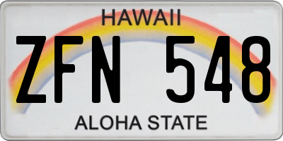 HI license plate ZFN548