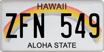 HI license plate ZFN549