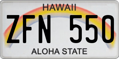 HI license plate ZFN550