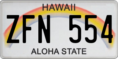 HI license plate ZFN554