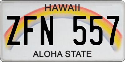 HI license plate ZFN557