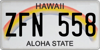 HI license plate ZFN558