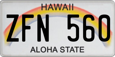 HI license plate ZFN560
