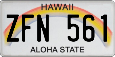 HI license plate ZFN561