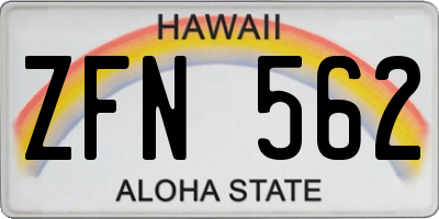 HI license plate ZFN562