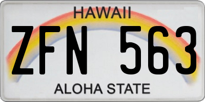 HI license plate ZFN563