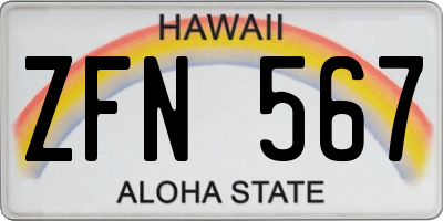 HI license plate ZFN567