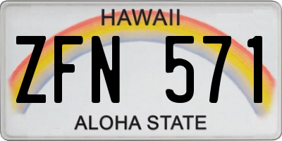 HI license plate ZFN571