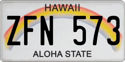 HI license plate ZFN573