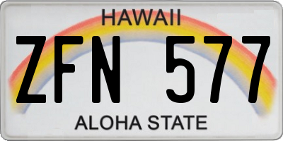HI license plate ZFN577