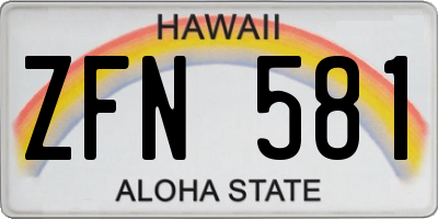 HI license plate ZFN581