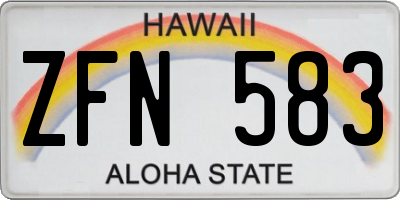 HI license plate ZFN583