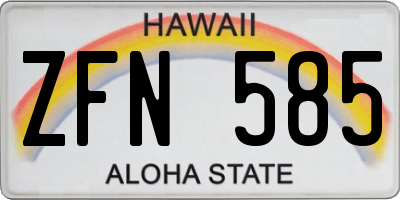 HI license plate ZFN585