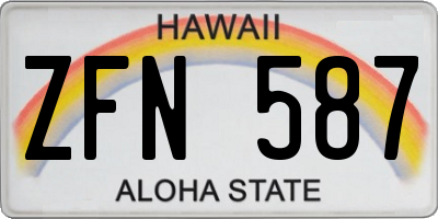 HI license plate ZFN587