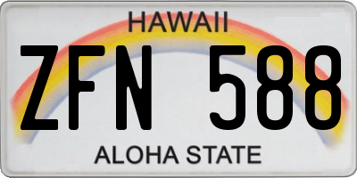 HI license plate ZFN588