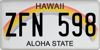 HI license plate ZFN598