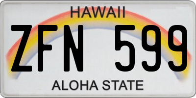 HI license plate ZFN599