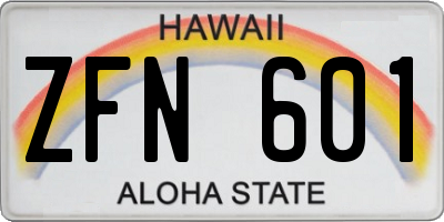 HI license plate ZFN601