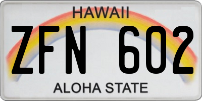 HI license plate ZFN602