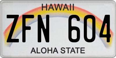 HI license plate ZFN604