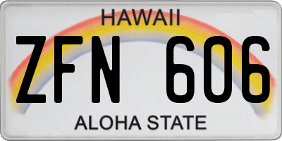 HI license plate ZFN606