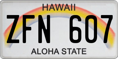 HI license plate ZFN607